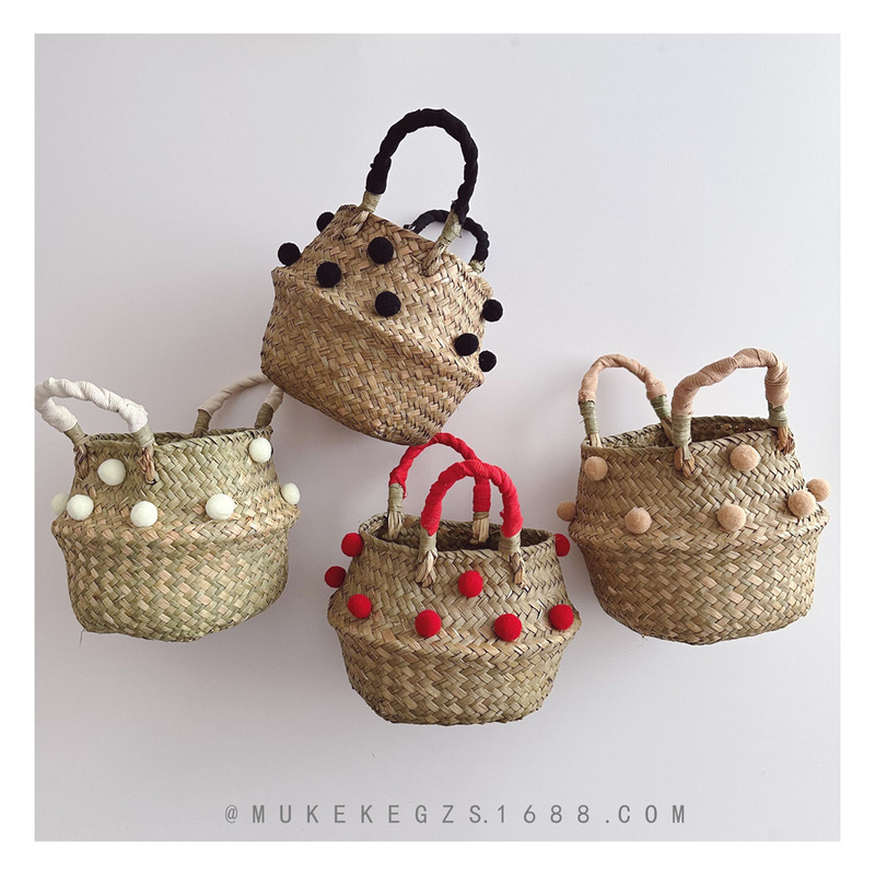 Designer Kidsren's Bamboo Round Bag Korean Style Girl Baby Beanie Versatile Handbag Versatile Coin Purse