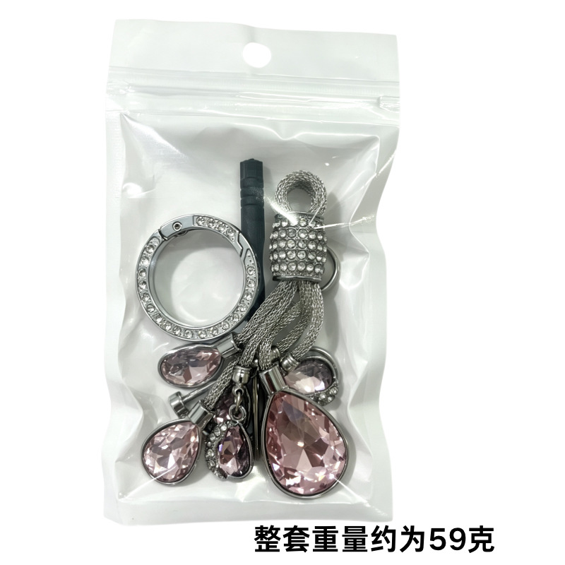 Factory High-End Car Keychain Pendant Goddess Crystal Pendant with Diamond-Encrusted Ring Keychain, Popular Cross-Border Sales