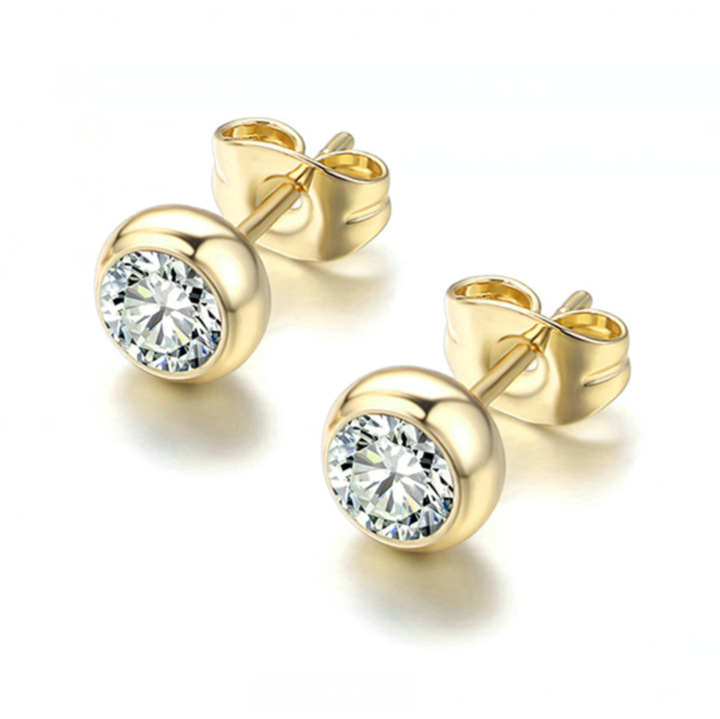 Classic Diamond Stud Earrings Geometric Zircon Fashion Jewelry_voghion.com