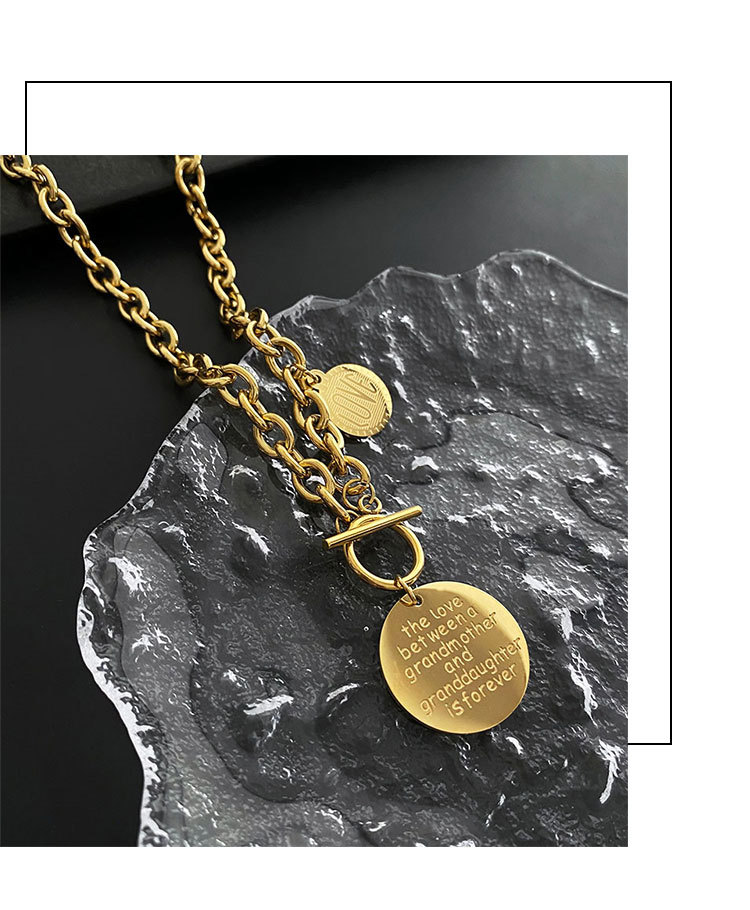 INS Style Round Letter Titanium Steel Plating Pendant Necklace Colorza_colorza_4