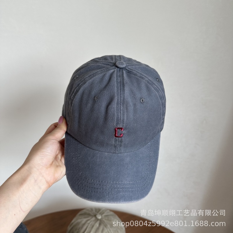 复古做旧水洗牛仔棒球帽女春夏街头时尚显脸小软顶帽子情侣鸭舌帽|undefined