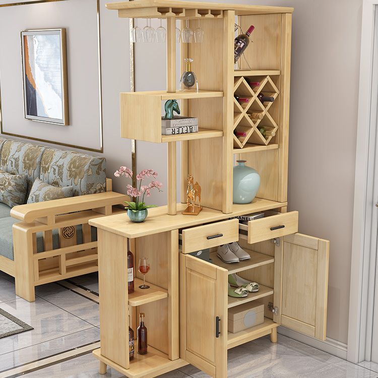 Nordic living room solid wood wine cabinet partition cabinet entrance shoe cabinet Chinese double-sided wall solid wood entrance hall cabinet screen