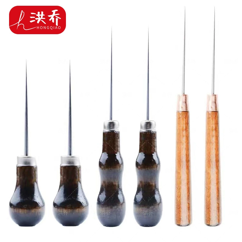 Обувь в форме тыквы из цельной стали с иглой из шила, ручная перфорированная обувь, обувь с тонким заострением, длинное прямое Шило, шило с деревянной ручкой