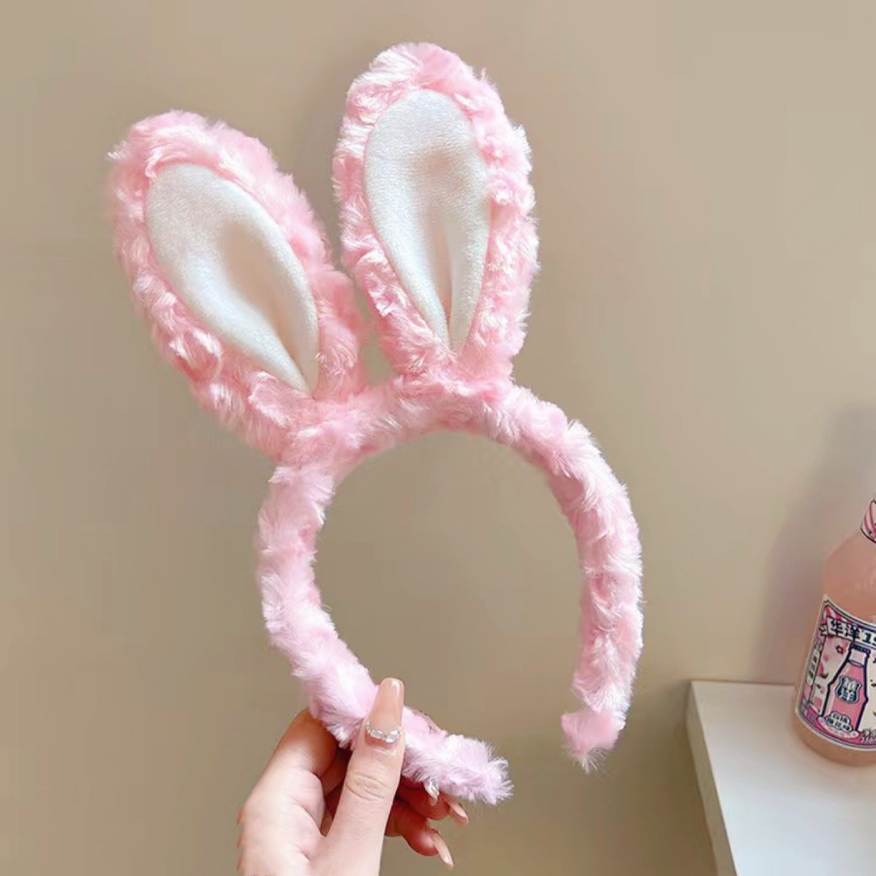 Nuevo lindo arco de pascua orejas de conejo de peluche de encaje lavar la cara correa de cabeza al por mayor