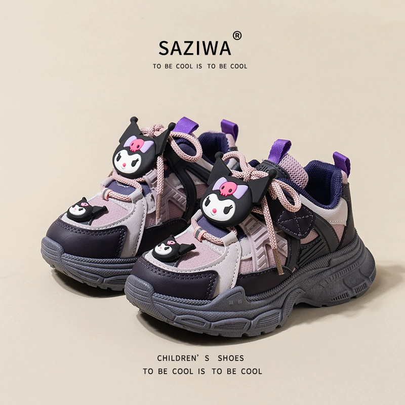 Фиолетовые кроссовки для девочек coolomi Однослойная обувь для папы теплые двуххлопковые 2024 Весенние новые кроссовки на платформе