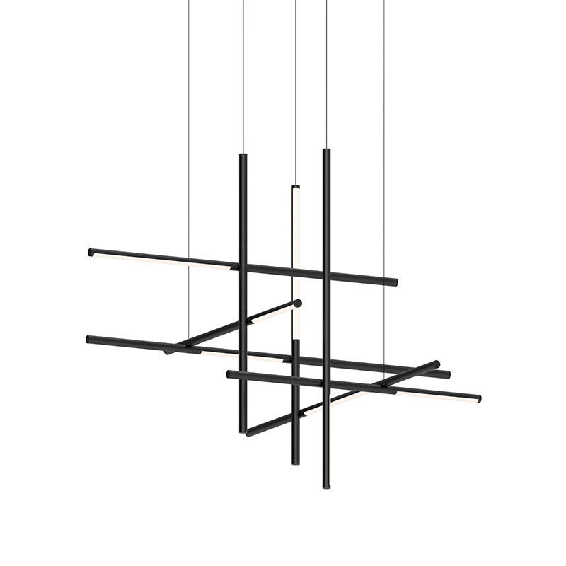 Lámpara vacía Diseñador Hotel Sala de estar Villa Líneas largas Escaleras LED Candelabro de comedor Proyecto Candelabro simple