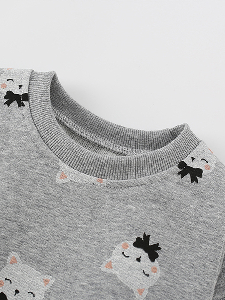 Sudadera de niña malwee transfronteriza otoño e invierno nuevo estilo europeo y americano niños pequeños y medianos cuello redondo manga larga linda niña top