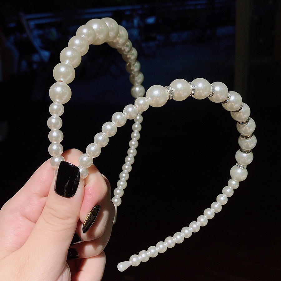 Diadema lavado de cara Mori elegante perla Rhinestone diadema delgada elegante simple todo-Partido pelo presionando horquilla nuevo todo partido