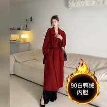 羽绒服毛呢外套女2025冬季百搭修身可拆卸内胆加厚双面绒呢子大衣