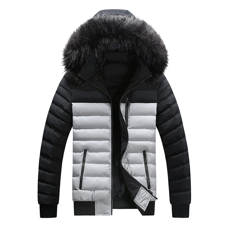 Capa de algodón de gran tamaño para hombre nuevo empalme de color contraste de moda juvenil invierno / otoño chaqueta de algodón chaqueta de hombre transfronterizo chaqueta de Aliexpress