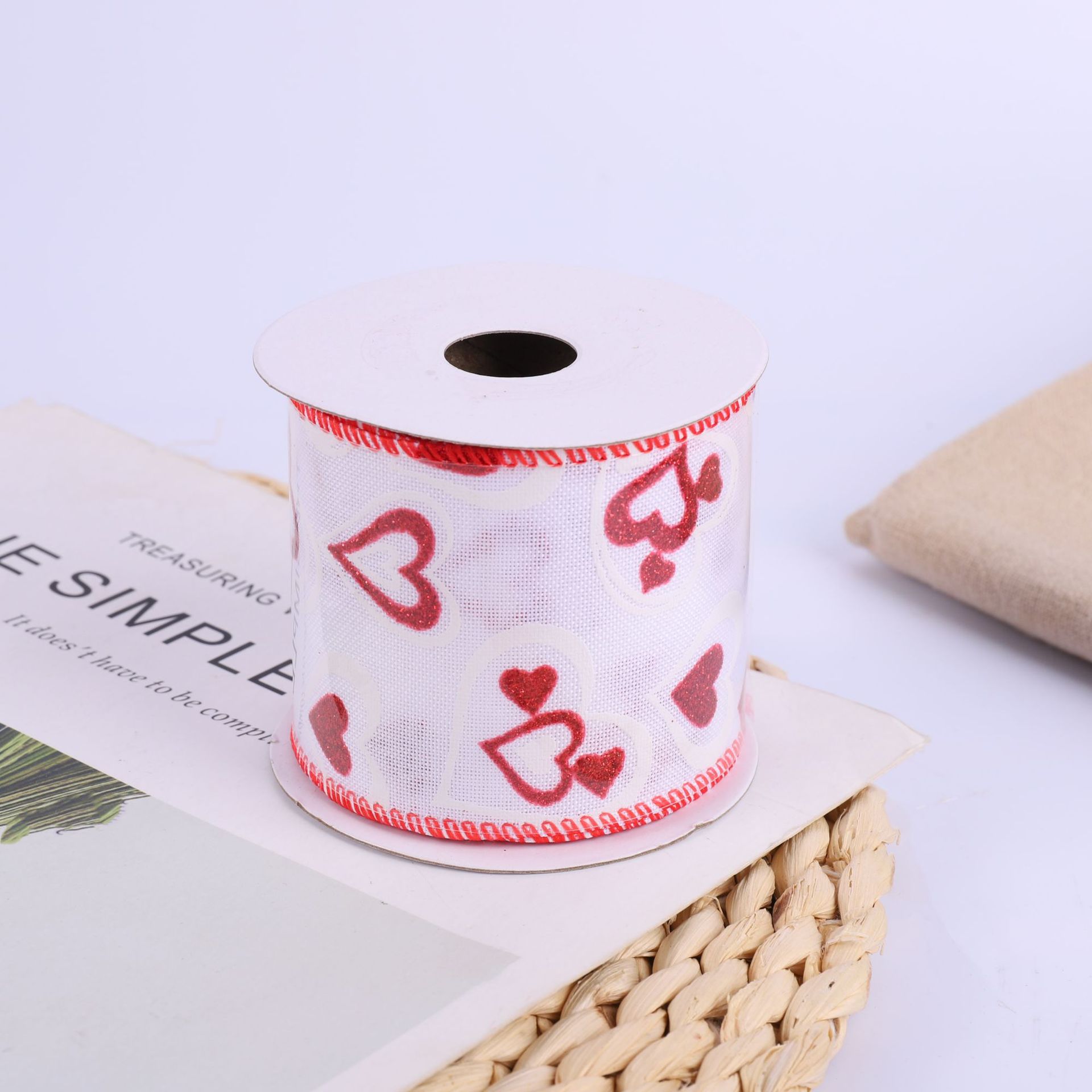 跨境 ribbon织带 情人节丝带 爱心装饰纱带铁丝边心形包装diy丝带-阿里巴巴