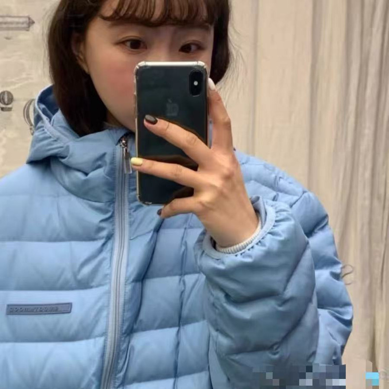 Blue Return Ng Korea Dongdaemun Designer Sm**Th M**D White Duck down Hooded Ribbed down Jacket Blue Return Ng Korea Dongdaemun Designer Sm**Th M**D White Duck down Hooded Ribbed down Jacket