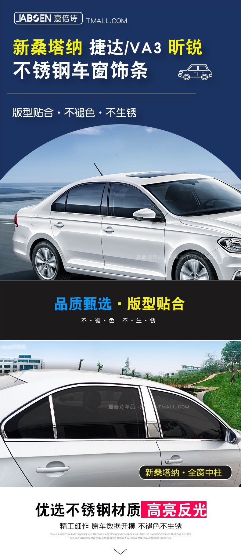 Specially Used for 13/25 Jetta Va3 New Santana Window Trim Strips Xinrui Modified Door and Window Frame Bright Strips