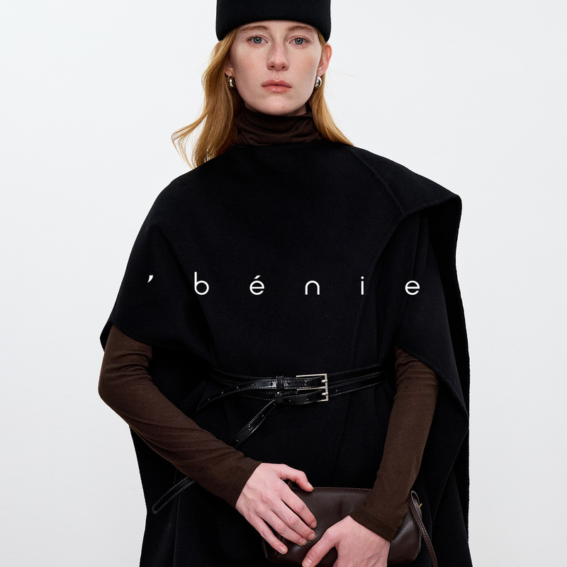 [Original] Double-Sided Wool Cape Shawl Woolen Coat for Women Autumn and Winter Top 100% Double-Sided Wool Cape