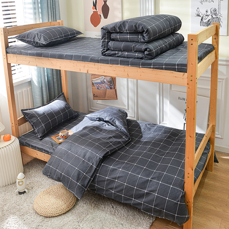 Juego de sábanas y funda nórdica de tres piezas, sábana ajustable de clase A, cama individual de dormitorio de algodón puro, ropa de cama escolar, ropa de cama para estudiantes