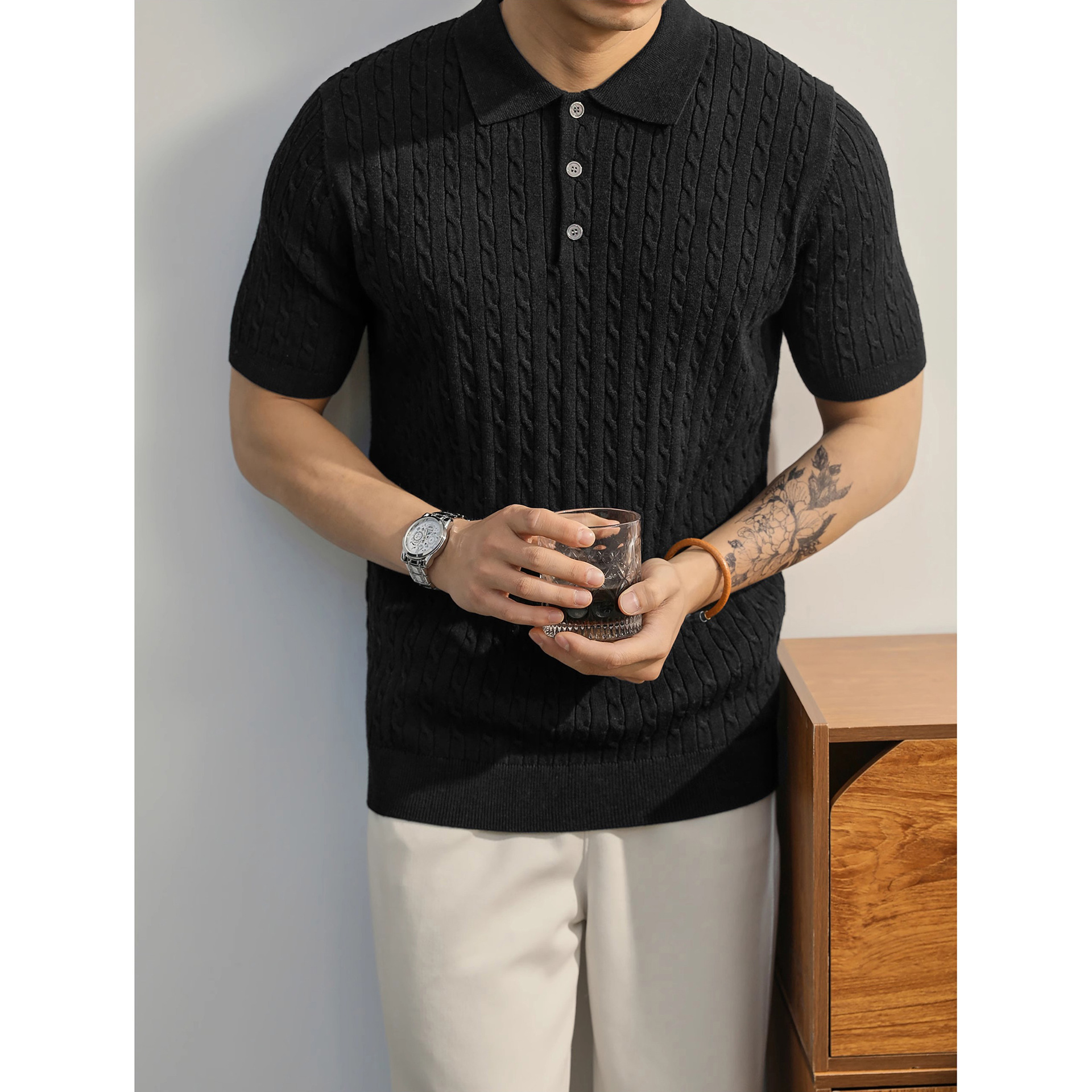 Camisa POLO, solapa, suéter de manga corta, giro masculino, negocios británicos, ocio, verano, marea de seda de hielo, comercio exterior, venta al por mayor transfronteriza image 3