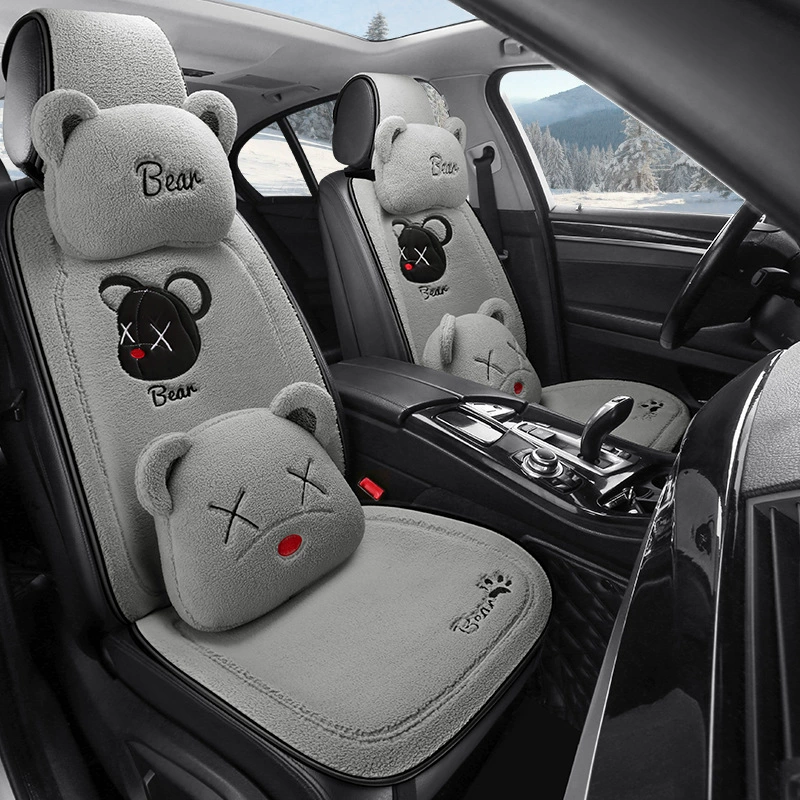 Новая Автомобильная подушка, Автомобильная подушка, зимняя плюшевая половинная упаковка, без спинки, пятиместная Нескользящая Толстая Подушка, сохраняющая тепло, цельная деталь