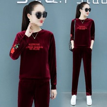 薄款/加绒 金丝绒运动套装女时尚新款春秋装韩版休闲大码两件套装