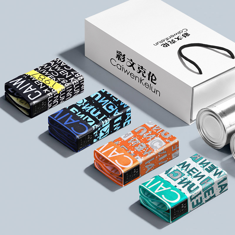 Men's Flat-Front Briefs Wholesale Ice Silk Ultra-Thin Antibacterial Youth Loose Large Size Red Four-Point Shorts Gift Box