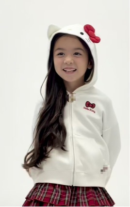 日单外贸可爱卡通kitty蝴蝶结毛圈外套春秋连帽开衫儿童拉链衫