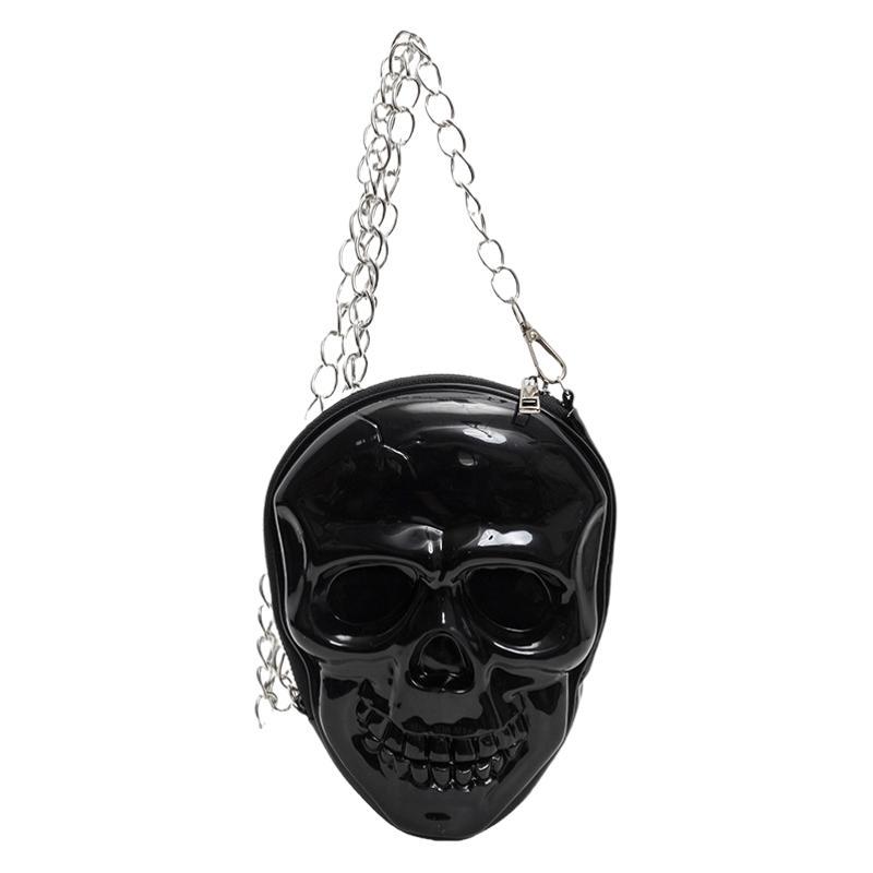 Nuova borsa da donna divertente 3D Halloween borsa personalizzata con teschio alla moda PU catena borsa a tracolla diagonale a spalla singola_voghion.com