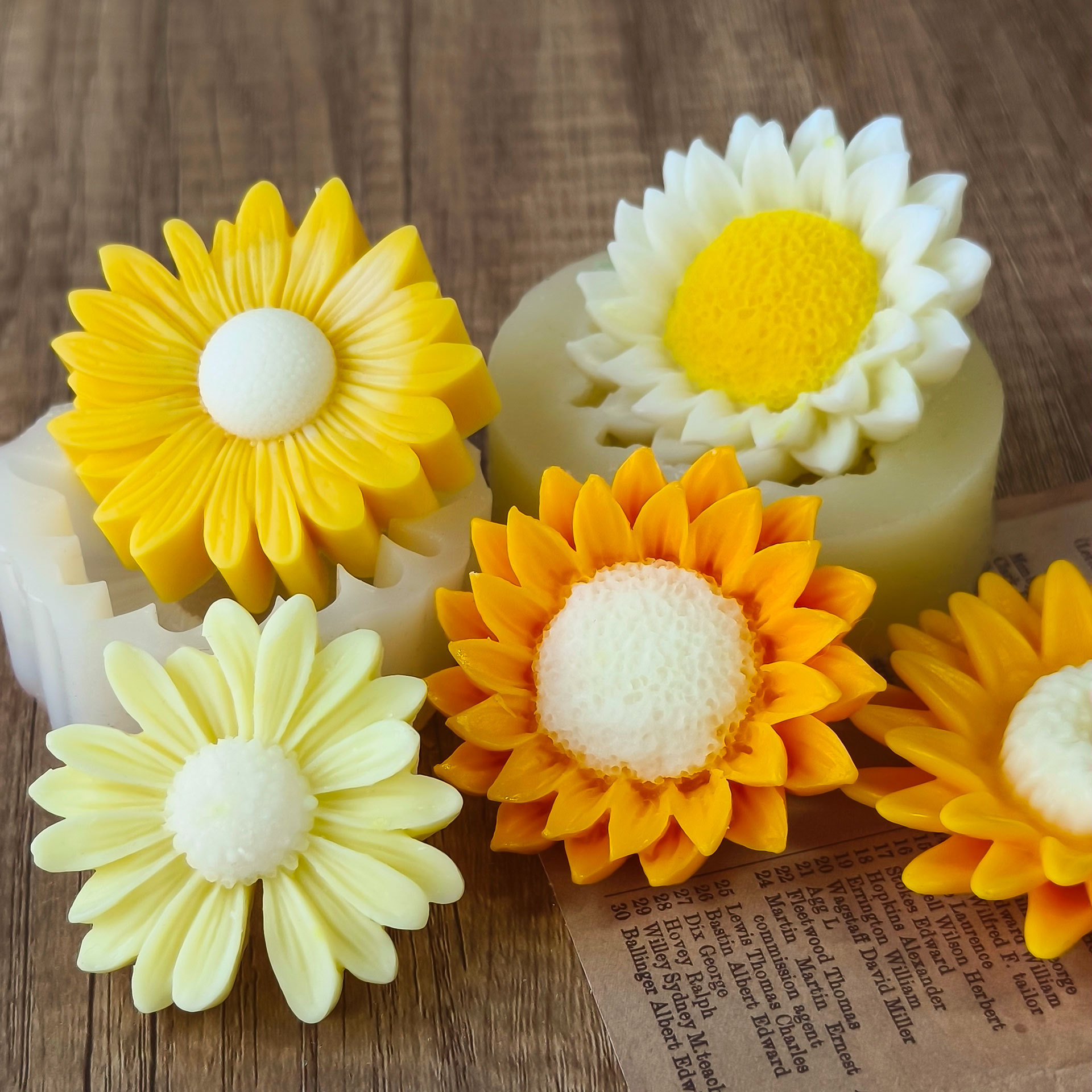 Girasoles flor de sol molde de jabon de banana margarita DIY flores de jabon hecho a mano barra magnética piedra de fragancia abrasiva