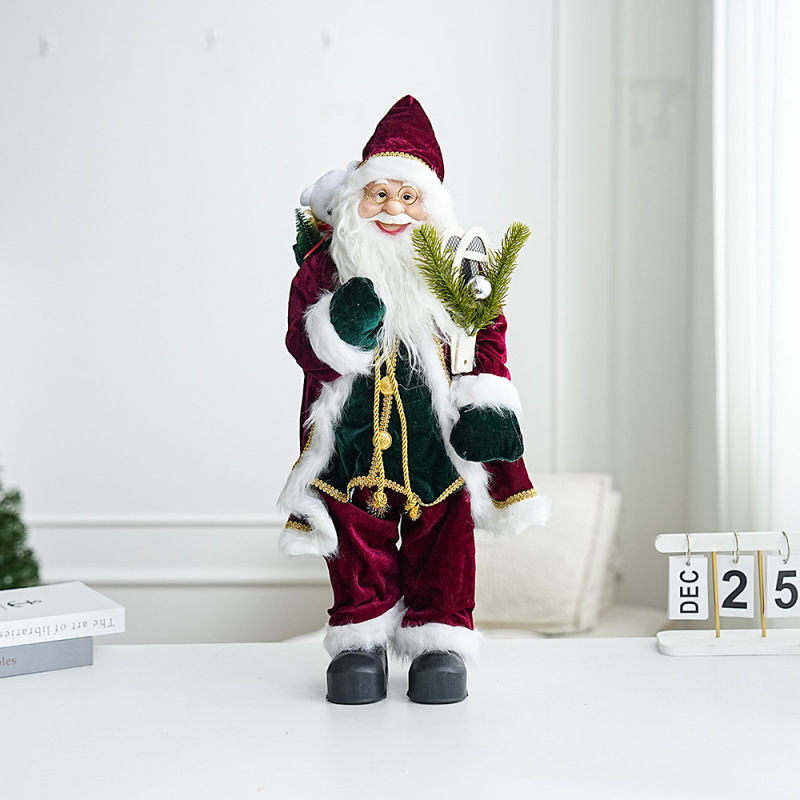 新型サンタクロース人形のワインレッドのセーターの人形人形のクリスマスの装飾品の立ち姿の老人の置物|undefined