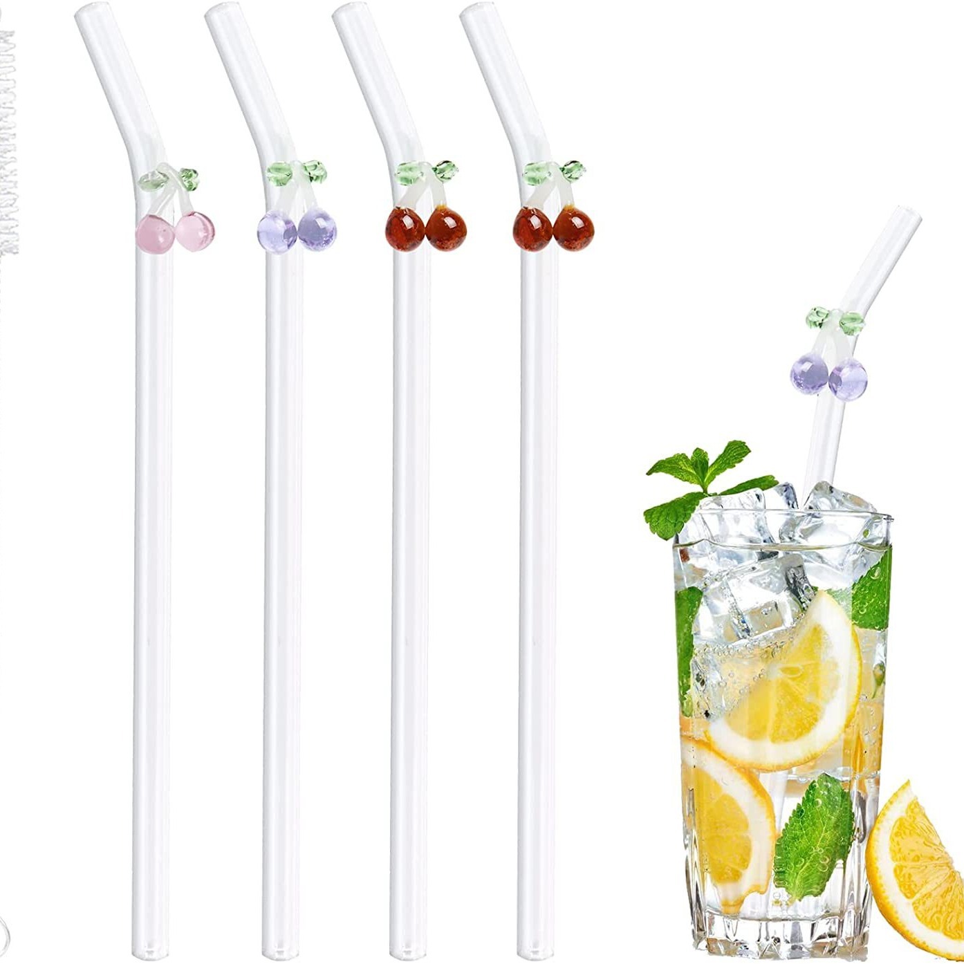 发彩色葡萄玻璃吸管奶茶果汁牛奶玻璃吸 艺术玻璃吸管耐高温材质