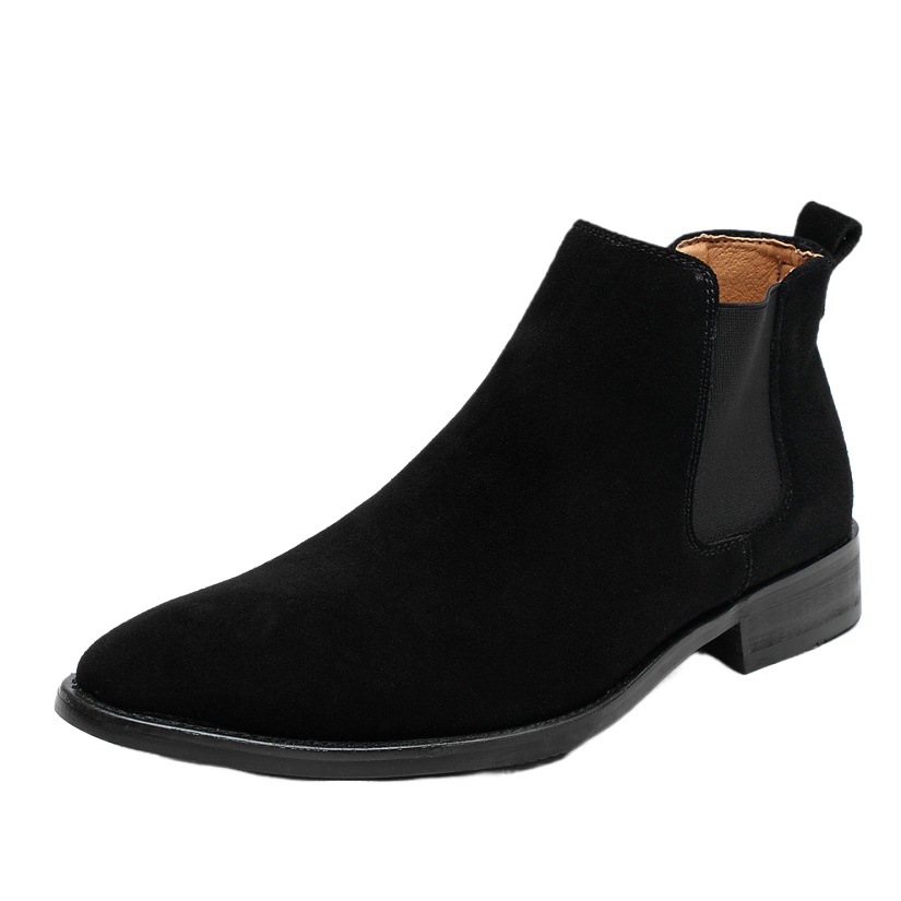Men's autumn and winter Chelsea boots men's genuine leather plus size ankle boots tide smoke tube boots British style pointed toe ankle boots men's Martin boots