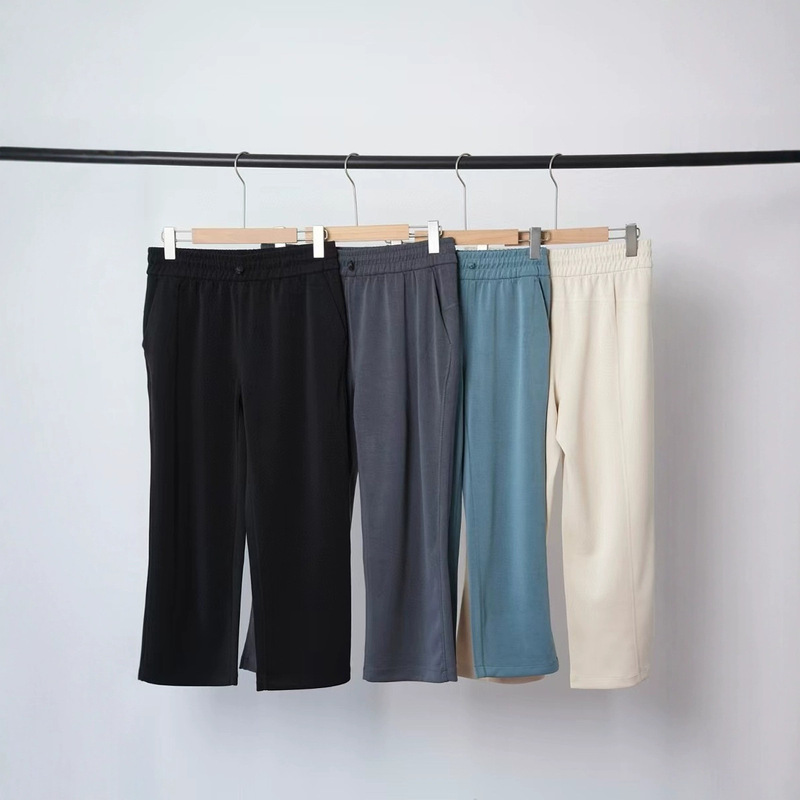 Lightweight Pants for Spring and Summer, High-Waisted Lu Yoga Wide-Leg Cropped Pants, Thin, Breathable, Comfortable, Loose, Casual Pants for Women