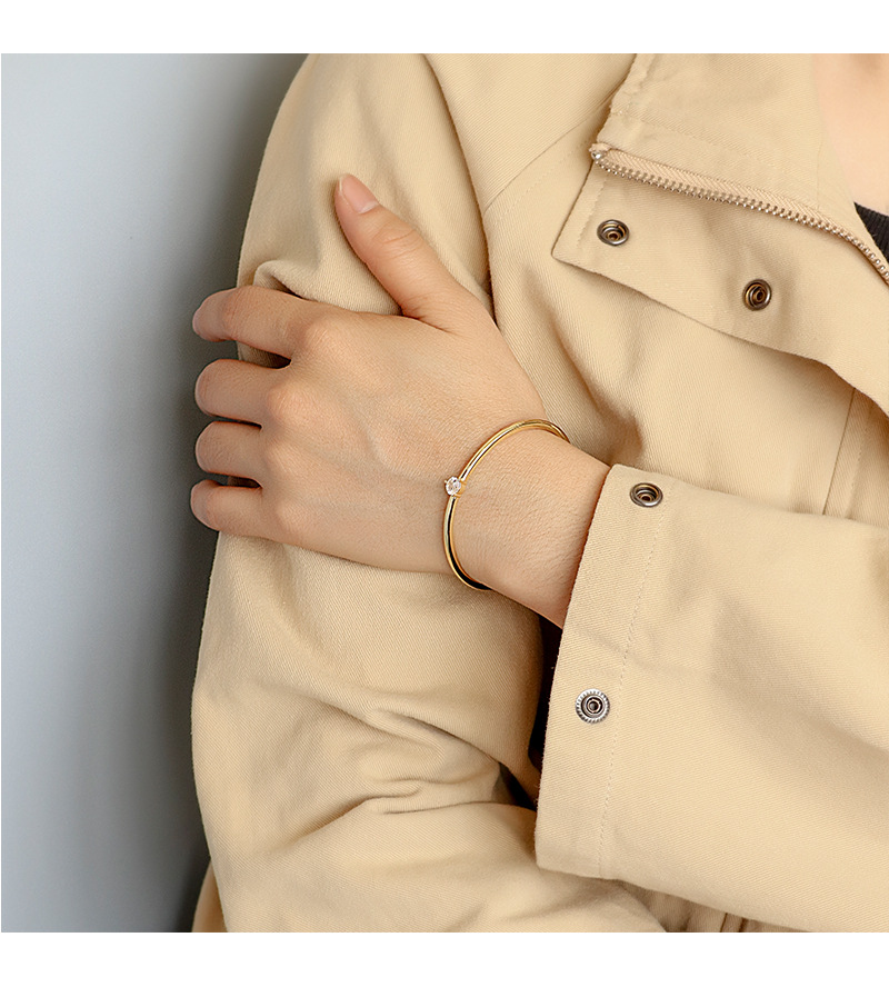 Simple Style Geometric Copper Bangle Plating Zircon Copper Bracelets