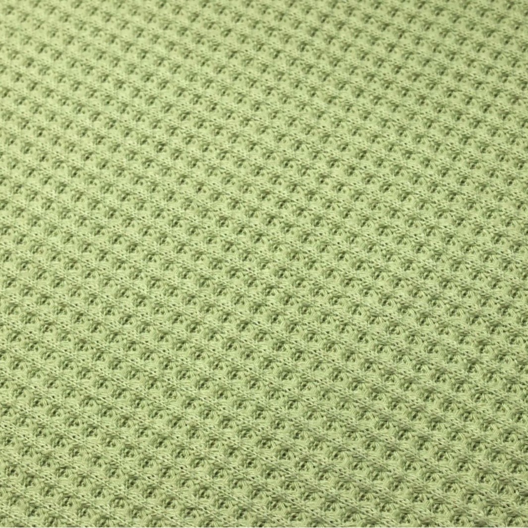 Waffle de aguja gruesa 320g mezcla de poliéster-algodón rejilla de piña elástica gruesa textura convexa tela de punto de marca de moda