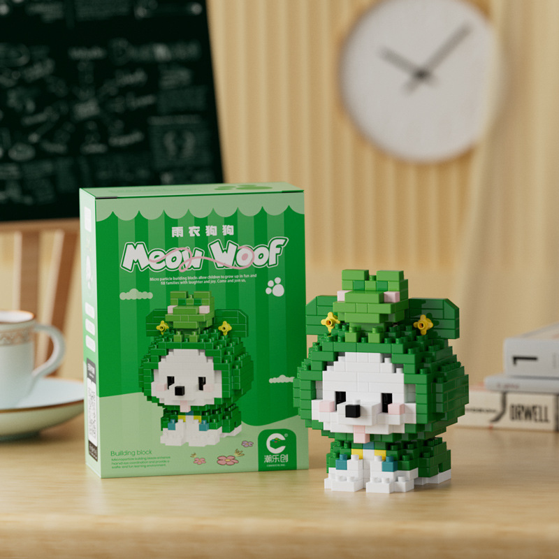 Compatible con LEGO gigante Panda flor azul lindo muñeca de dibujos animados montado bloques construcción juguete para niños puesto caja ciega al por mayor