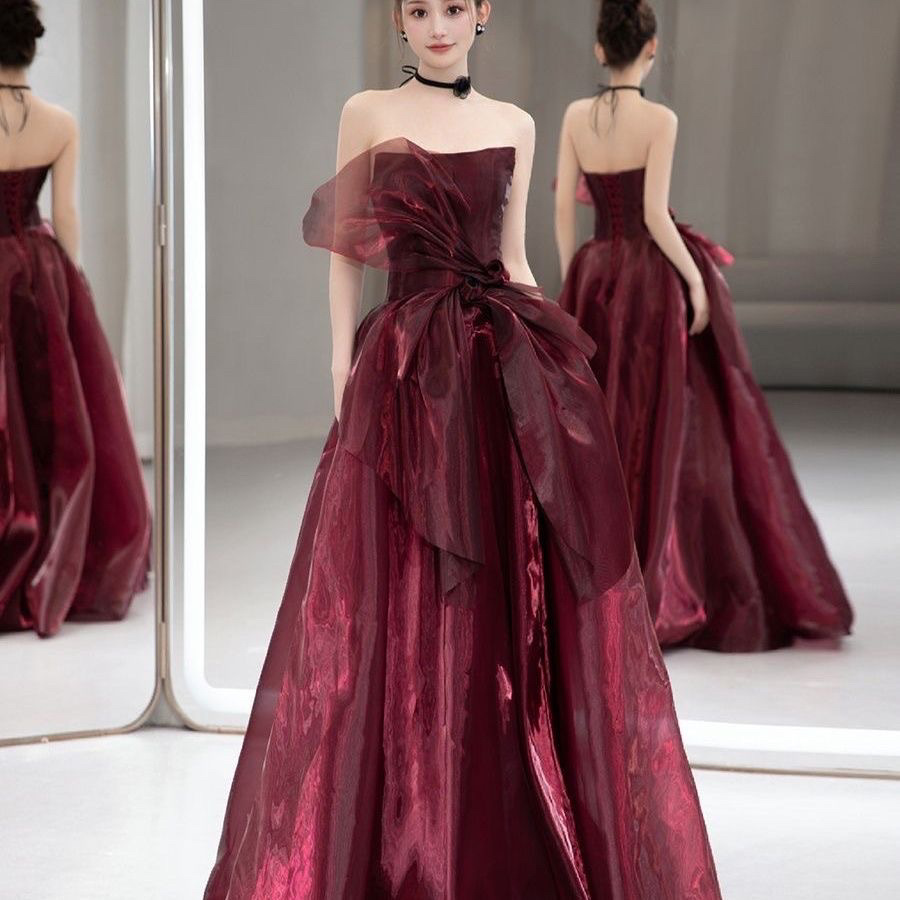 Toast Dress for the Bride 2025 New Style Super White Accessible Luxury Classy Niche Annual Party Banquet Evening Dress Skirt for Women Tutu Skirt