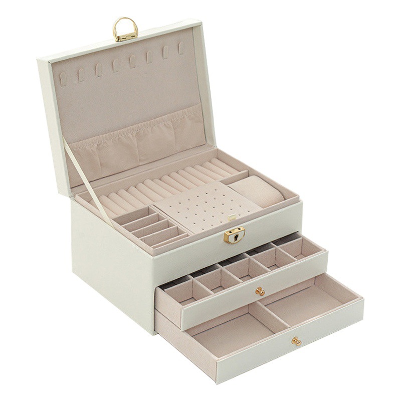 Multi-funcional caja de joyería de alta calidad exquisita celebridad de Internet anillo de joyería collar pendientes reloj caja de almacenamiento