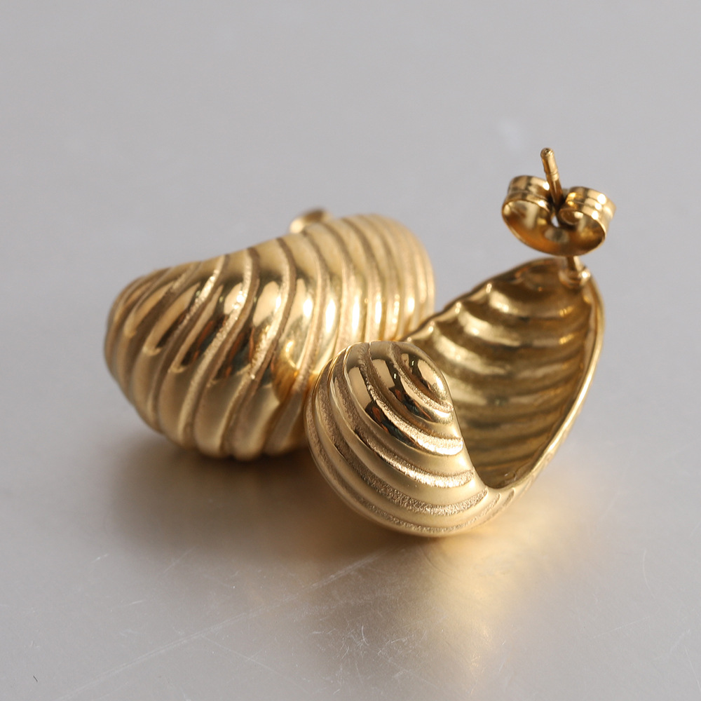 1 Pair Quantity Daily Occasion Stainless Steel Material Stripe, Water Droplets Pattern 1 Pair Simple Style Stripe Water Droplets Plating Stainless Steel 18k Gold Plated Ear Studs