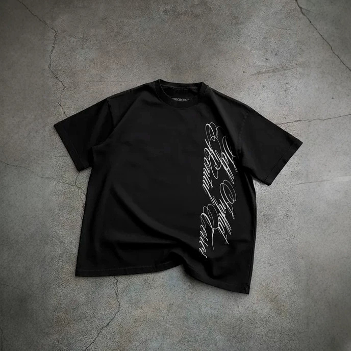 DIY American High Street Retro Dark Style Gothic Print Loose Casual Trendy Multi-Style Personalized T-Shirt Y2K