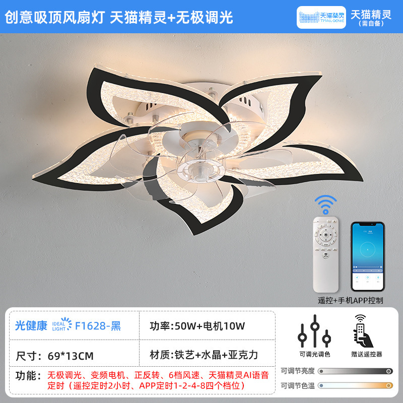 Transfronterizo 110v lámpara de ventilador de cristal lujoso dormitorio lámpara de ventilador de techo sala de estar lámpara de ventilador eléctrico de frecuencia invertida fábrica de Zhongshan image 7