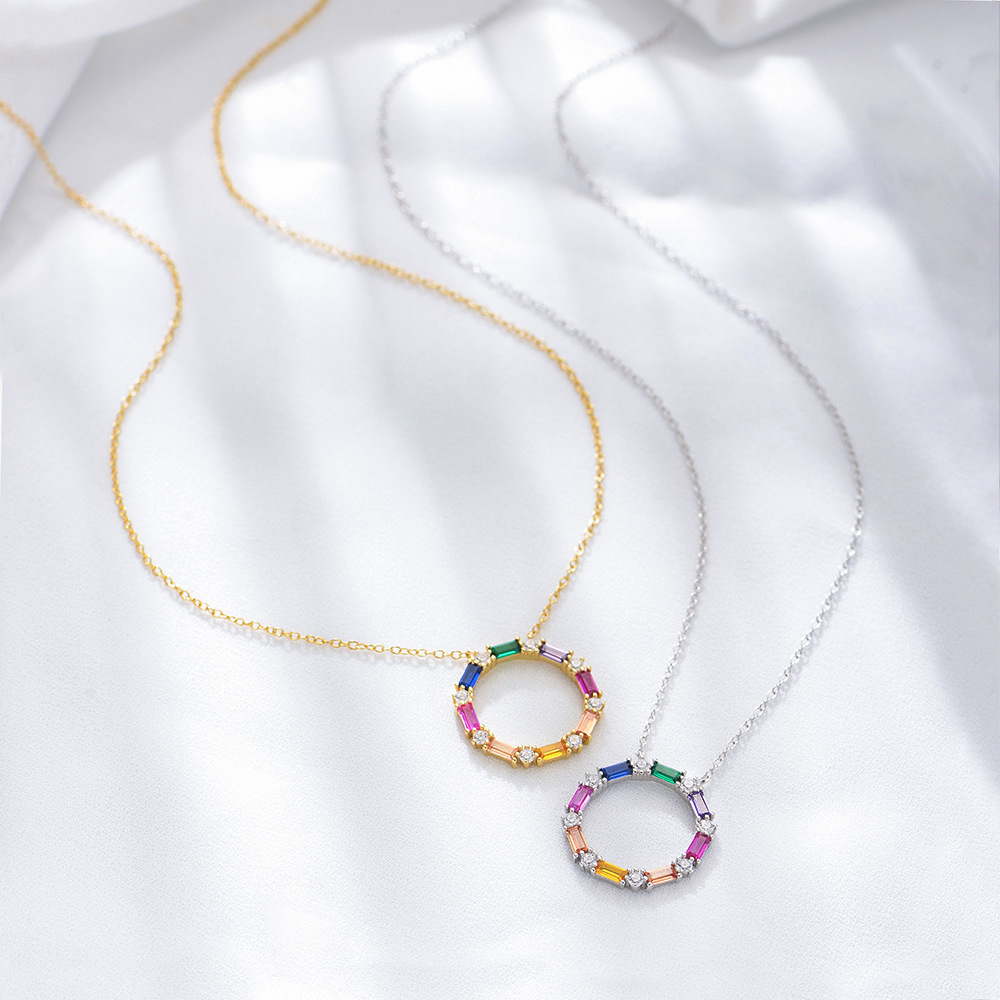 Necklace Classification 1 Piece Quantity Daily, Shopping Occasion 1 Piece 925 Sterling Silver Circle Zircon Necklace