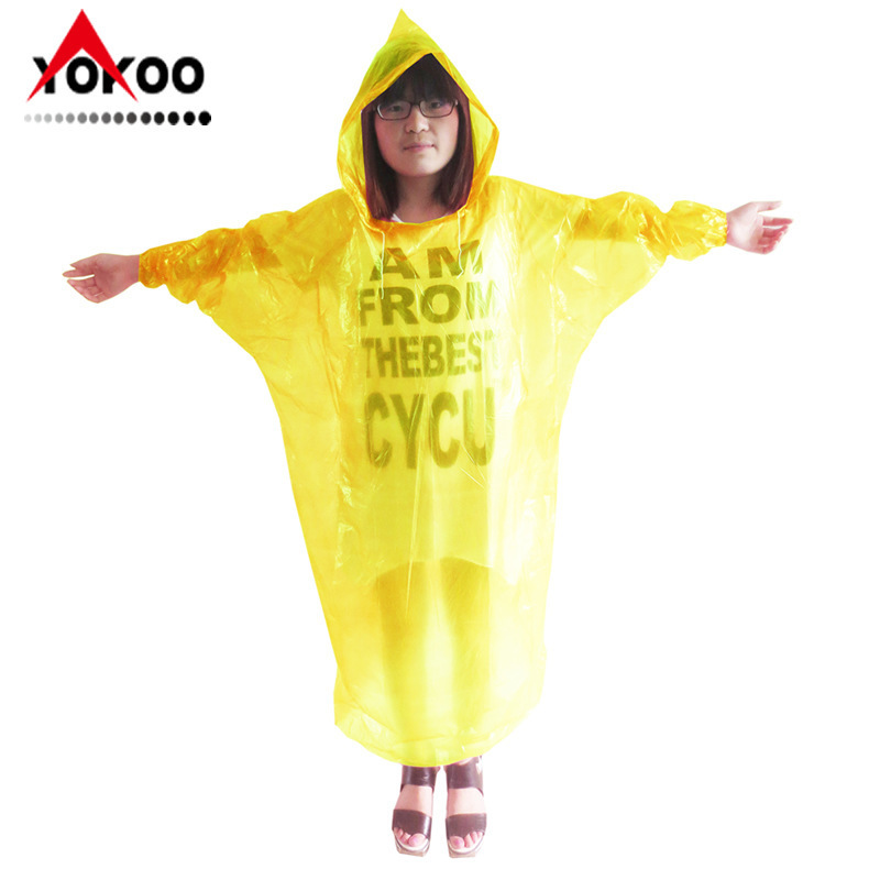 Pe Disposable Pullover Raincoat Pullover Disposable Protective Raincoat Printable Logo with Hood Rope