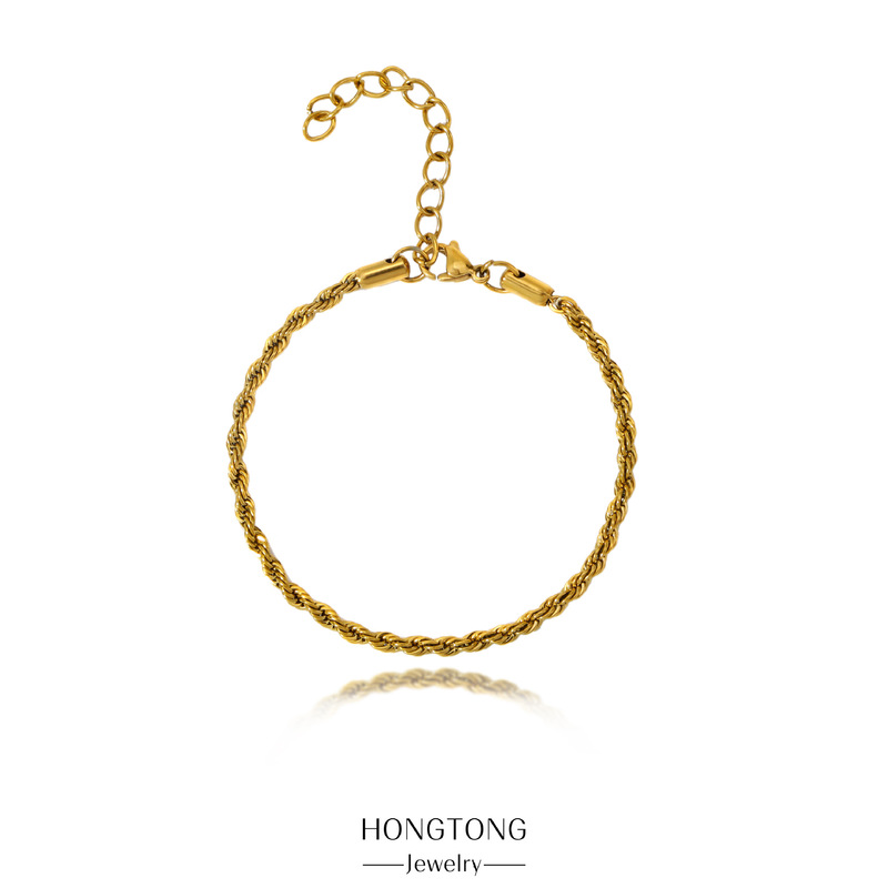 2/3/4/5mm Twist Chain Stainless Steel 18K Cuban Necklace Unisex Cross-Border Aliexpress Cross-Border Bracelet