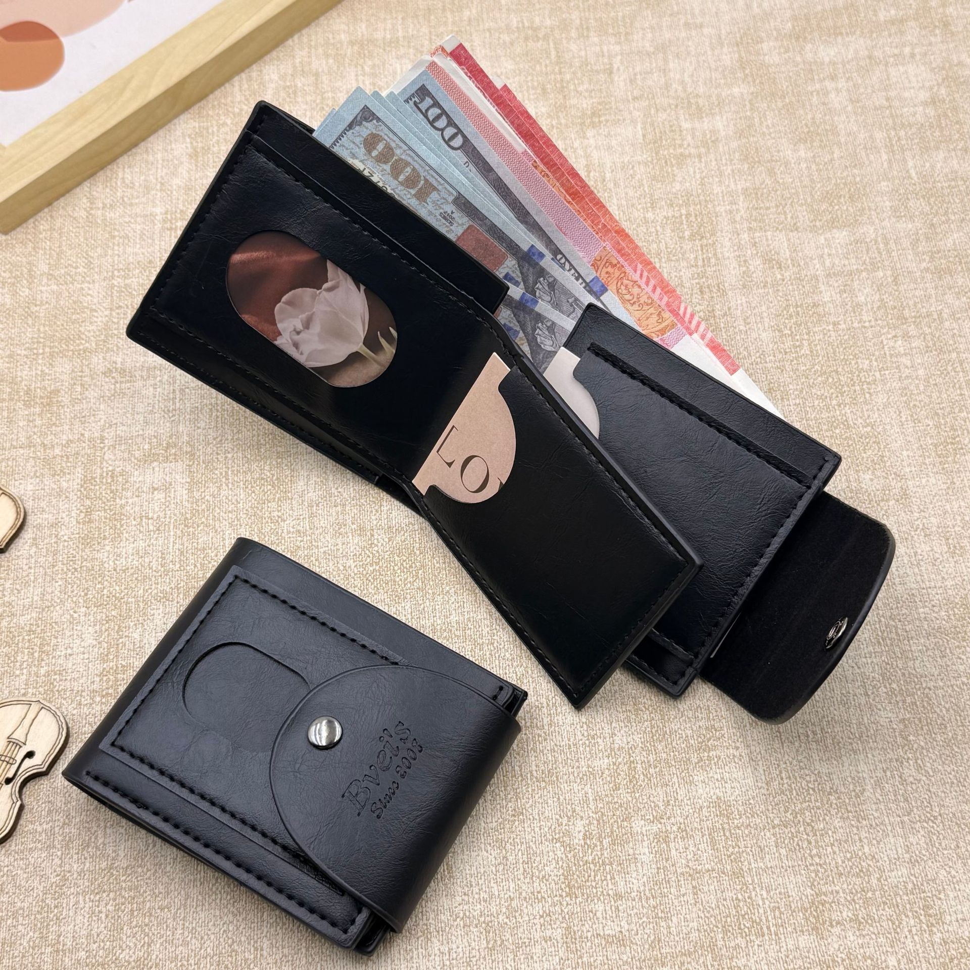 Amazon's best-selling men's wallet, large-capacity multi-functional card holder with multiple card slots, men's leather wallet, cross-border supply, in stock