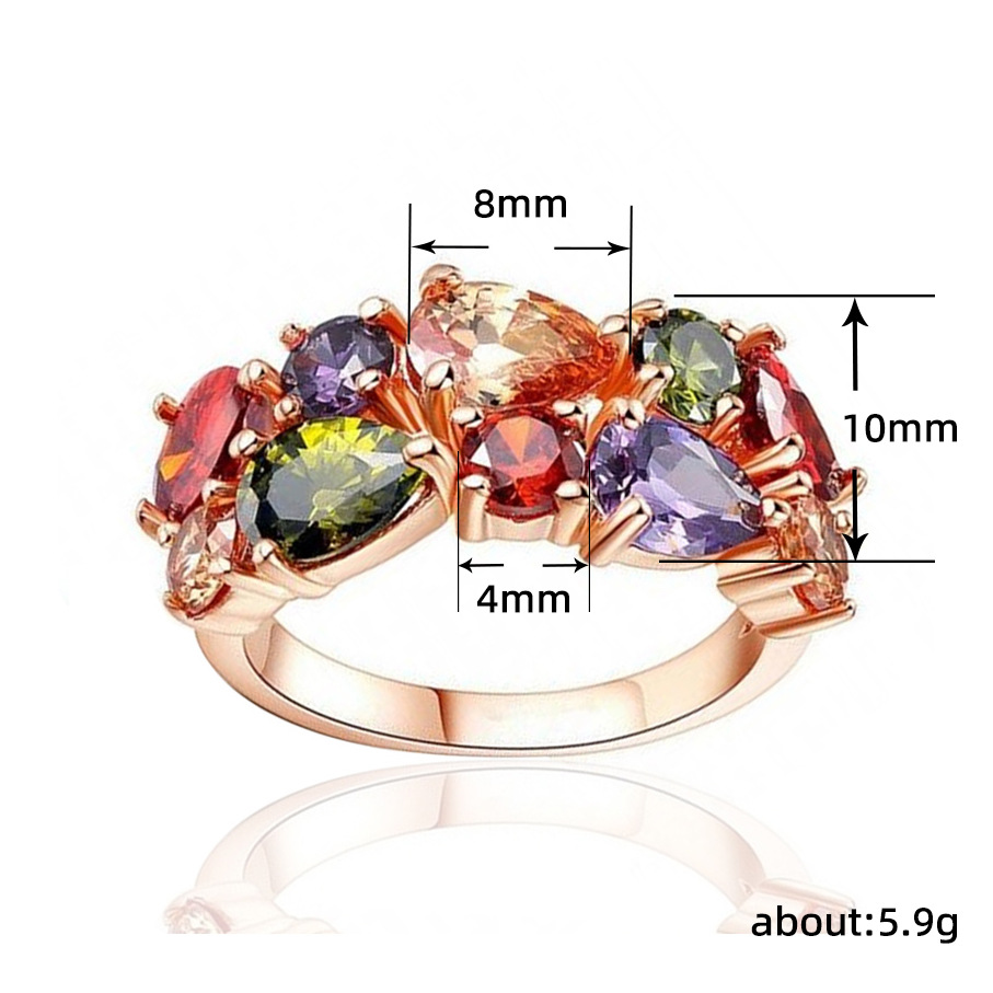 Cao Shi's Zircon New Mona Lisa Style Diamond Jewelry Ring, Japan, South Korea Colorful Ring_voghion.com