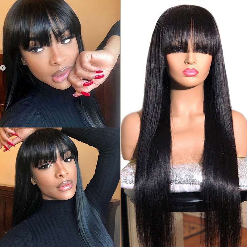 European and American Cross-border Wig Independent Station Women's Air Bangs Long Straight Hair European and American High Temperature Silk Chemical Fiber Wig Headgear European and American Cross-border Wig Independent Station Women's Air Bangs Long Straight Hair European and American High Temperature Silk Chemical Fiber Wig Headgear
