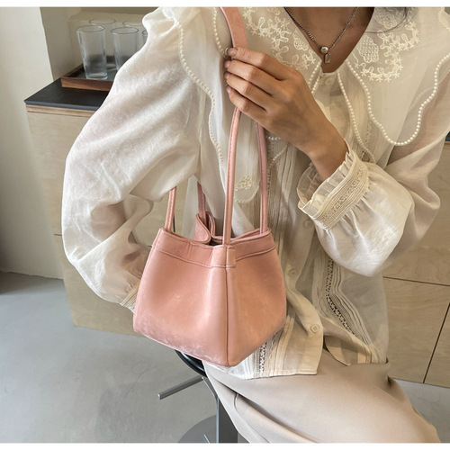 Women's bag high-end suede bucket bag summer new birthday style handbag shoulder bag variety of backing methods for women