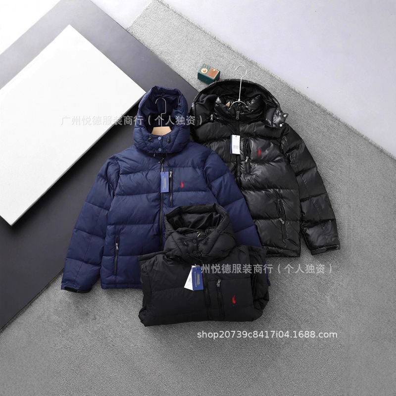 Scan-to-order foreign trade RL small horse detachable hood ultra-thick down cotton windproof waterproof couple's zip-up jacket