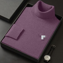 2025刺绣男士纯色高领冬季加厚保暖内搭毛衣休闲打底针织衫男