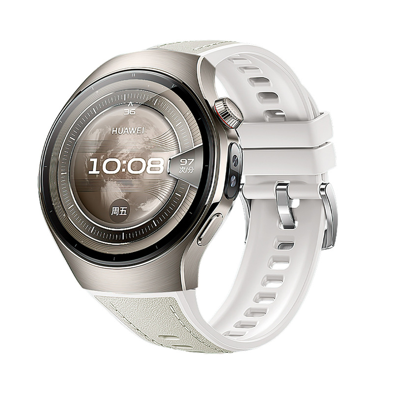 新モデル Huawei 社 watch5 時計ストラップ通気性シリコンプレーンレザー複合ピンバックル 42 本物の牛革 46 ミリメートル|undefined
