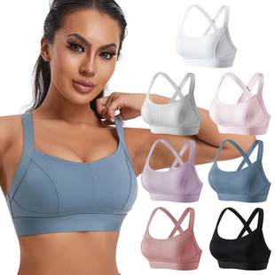 Fitness Underwear Women's plus size Fixed Cup Running Sports Shockproof Push-up Vest Breathable Yoga Beautiful Back Sports Bra