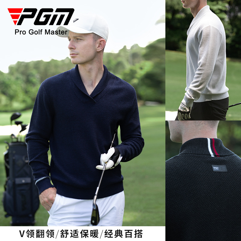 PGM Golf Clothing Men's Sweater V-Neck Lapel Sports Warm and Comfortable Pullover Woolen Knitwear Top PGM Golf Clothing Men's Sweater V-Neck Lapel Sports Warm and Comfortable Pullover Woolen Knitwear Top